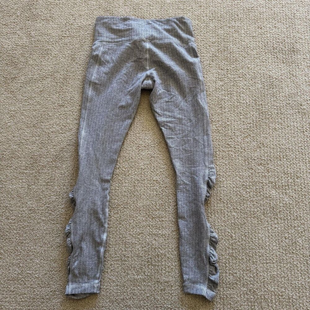 Lululemon Leggings Womens 6 Gray Herringbone High Rise Ankle Stretch Yoga Ruched